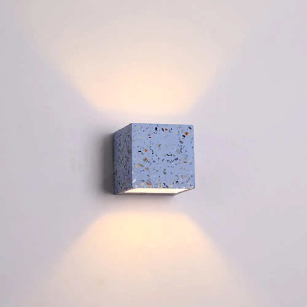Nordic Terrazzo Wall Sconce - Up Down Hotel Light (Red/White/Blue) Blue