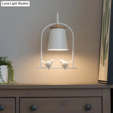 Nordic Trapezoid Metal Wall Sconce Light With Bird Accent - Perfect For Restaurants