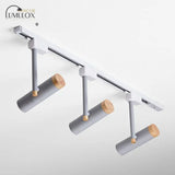 Nordic Tubular Metallic Spotlight With Wood Cap 3 / Grey Ceiling Lamp