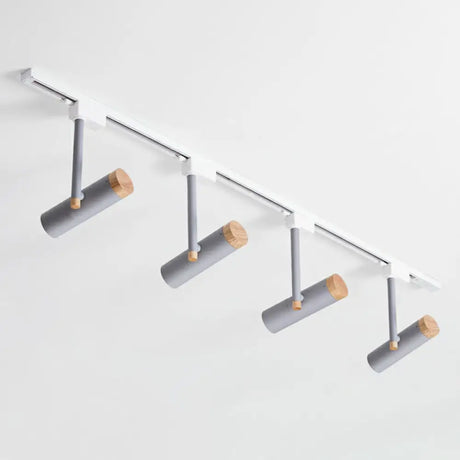 Nordic Tubular Spotlight With Wood Cap - Semi Flush Mount For Living Room Track Lighting 4 / Grey