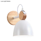 Nordic Wall Lamp With Angle-Adjustable Domed Shade And One Light For Bedroom