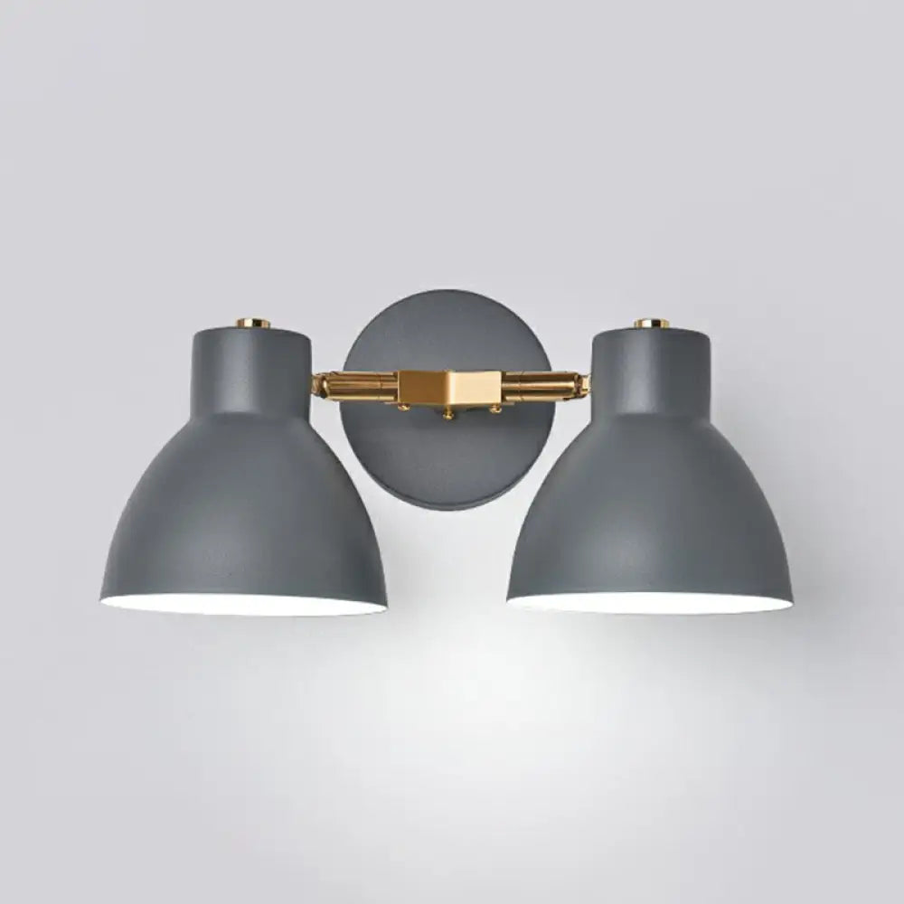 Nordic Wall Mounted 2-Head Reading Light With Metal Shade - Perfect For Bedroom Grey / Wide Flare