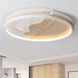 Nordic Wave Flush Ceiling Light With Wood Ring - White Fixture For Study Room / 16’