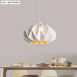 Nordic White/Black Pendant Lamp With Laser-Cut Iron Shade For Living Room
