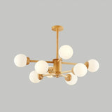 Nordic White Glass Ball Wood Sputnik Chandelier – Stylish Ceiling Pendant Light For Living Room 8 /