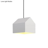 Nordic White House Pendant Light - 1-Light Hanging Lamp Kit With Metal Shade