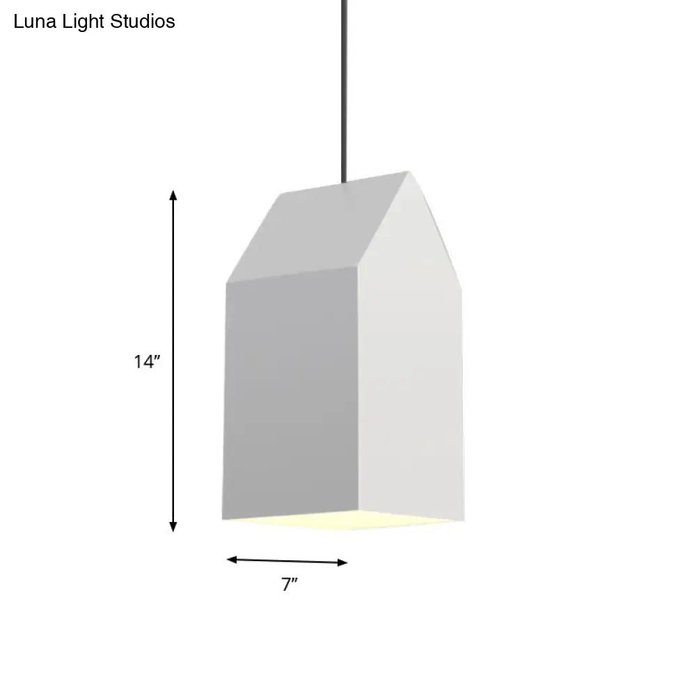 Nordic White House Pendant Light - 1-Light Hanging Lamp Kit With Metal Shade