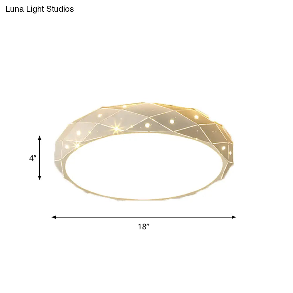 Nordic White Led Acrylic Ceiling Flush Mount Light Fixture - Laser Cut Rounded 18’/21.5’ Wide