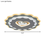 Nordic White Led Flush Mount Ceiling Light With Heart - Shaped Acrylic Shade