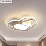 Nordic White/Pink Led Flush Mount Lamp: Loving Heart Acrylic Close To Ceiling Light For Bedroom