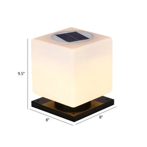 Nordic White Solar Led Street Light: Acrylic Cube Design For Yard / 8
