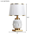 Nordic White Task Lighting Desk Lamp With Flared Fabric Shade - Ideal For Living Room