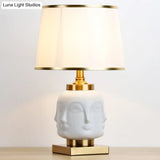 Nordic White Task Lighting Desk Lamp With Flared Fabric Shade - Ideal For Living Room