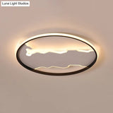 Nordic White Thin Loop Led Ceiling Light With Zigzag Panel Warm/White - 16.5’/20.5’ W