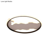 Nordic White Thin Loop Led Ceiling Light With Zigzag Panel Warm/White - 16.5’/20.5’ W