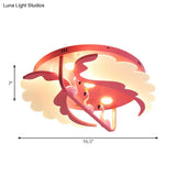 Nordic Wind Wing Ceiling Mount Light - Bird Metal Pink Led Lamp For Girls Room