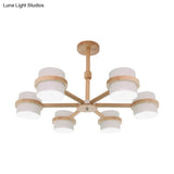 Nordic Wood Cylinder Chandelier - 6-Light Ceiling Pendant For Foyer And Cloth Shop
