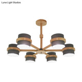 Nordic Wood Cylinder Chandelier - 6-Light Ceiling Pendant For Foyer And Cloth Shop