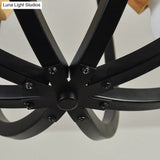 Nordic Wood Globe Chandelier Pendant Light - Led Black/White Ideal For Bedroom