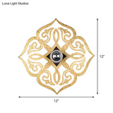Nordic Wood Wall Light - Paper Cut Flower Design 1-Head Beige Sconce Lamp For Corridor