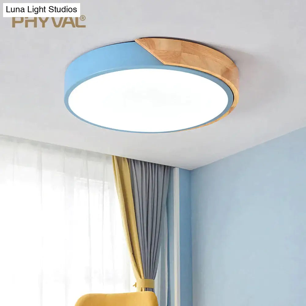 Nordic Wooden Ceiling Lamp Dimmable Led Lights Round 30-60 Size Diameter Ultra-Thin 5 Cm High 7
