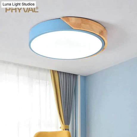 Nordic Wooden Ceiling Lamp Dimmable Led Lights Round 30-60 Size Diameter Ultra-Thin 5 Cm High 7