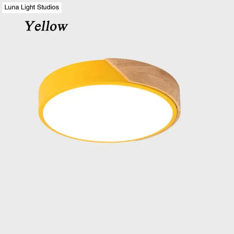 Nordic Wooden Ceiling Lamp Dimmable Led Lights Round 30-60 Size Diameter Ultra-Thin 5 Cm High 7