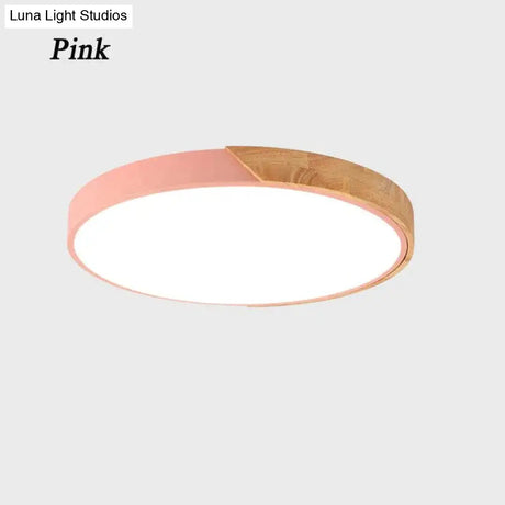 Nordic Wooden Ceiling Lamp Dimmable Led Lights Round 30-60 Size Diameter Ultra-Thin 5 Cm High 7
