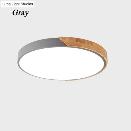 Nordic Wooden Ceiling Lamp Dimmable Led Lights Round 30-60 Size Diameter Ultra-Thin 5 Cm High 7