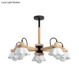 Nordic Wooden Chandelier With Scallop Shades - Perfect For Living Room Ceiling Lighting