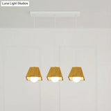 Nordic Wooden Dining Room Ceiling Light - Tapered Shape With 3 Led Pendant Lights