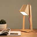 Nordic Wooden Trapezoid Night Light With Storage Shelf - Beige Wood