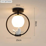 Northern Europe Led Corridor Bird Ceiling Lamp C Black