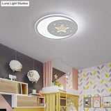 Nursery Ceiling Light: Starry Moon Night Led Flush Mount Fixture White / 17