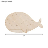 Nursing Room Oval Whale Wall Sconce - Wood Animal Beige Lamp Warm