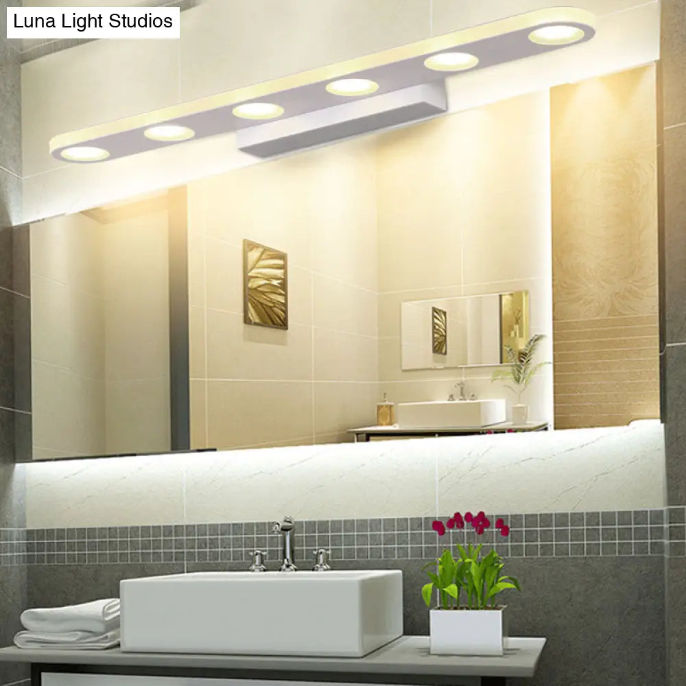 Oblong Bathroom Led Vanity Light Acrylic 4/6 Lights Simplicity Wall Mounted Mirror Lighting In