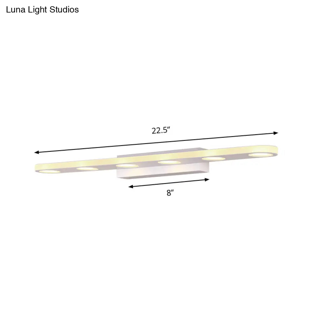 Oblong Bathroom Led Vanity Light Acrylic 4/6 Lights Simplicity Wall Mounted Mirror Lighting In
