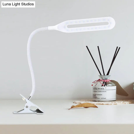 Oblong Shade Led Clip-On Desk Light With Eye-Caring Technology For Reading Black/White