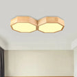 Octagon Twin Ceiling Light Fixture - Nordic Wood Led Flush Mount Lamp For Bedroom
