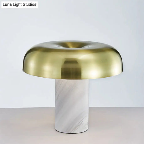 Olive - Minimalist Mushroom Table Stand Light Minimalist Marble 1-Light White and Bronze Finish Night Lamp White