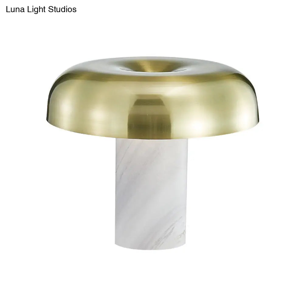 Olive - Minimalist Mushroom Table Stand Light Minimalist Marble 1-Light White and Bronze Finish Night Lamp White