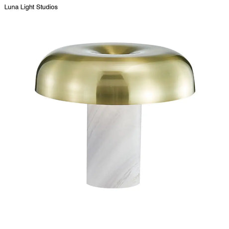 Olive - Minimalist Mushroom Table Stand Light Minimalist Marble 1-Light White and Bronze Finish Night Lamp White