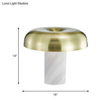 Olive - Minimalist Mushroom Table Stand Light Minimalist Marble 1-Light White and Bronze Finish Night Lamp White