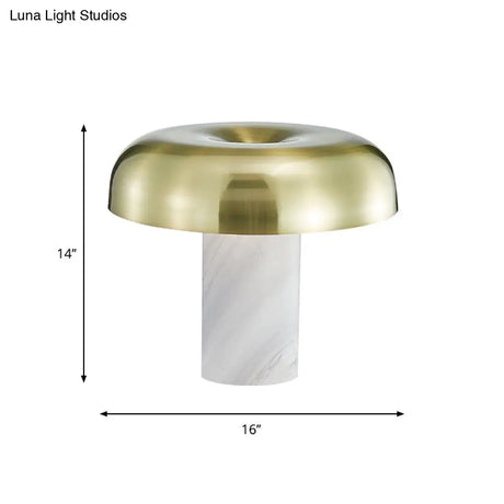 Olive - Minimalist Mushroom Table Stand Light Minimalist Marble 1-Light White and Bronze Finish Night Lamp White