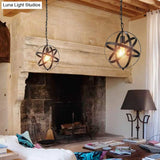 One Light Strap Globe Pendant Industrial Black Metal Ceiling With/Without Crystal Ball