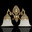 Opal Frosted Glass Bronze Wall Sconce Light Fixture - 2 Heads Antiqued Flared Design