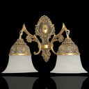 Opal Frosted Glass Bronze Wall Sconce Light Fixture - 2 Heads Antiqued Flared Design
