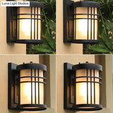 Opal Frosted Glass Minimalist Wall Sconce In Black - Courtyard Lamp With 1-Bulb
