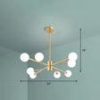Opal Glass Ball Gold Chandelier - Modern Metallic Led Suspension Light 8 /