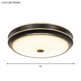 Opal Glass Black Flush Mount Led Ceiling Light - Countryside Style 12’/14’/18.5’ Diameter